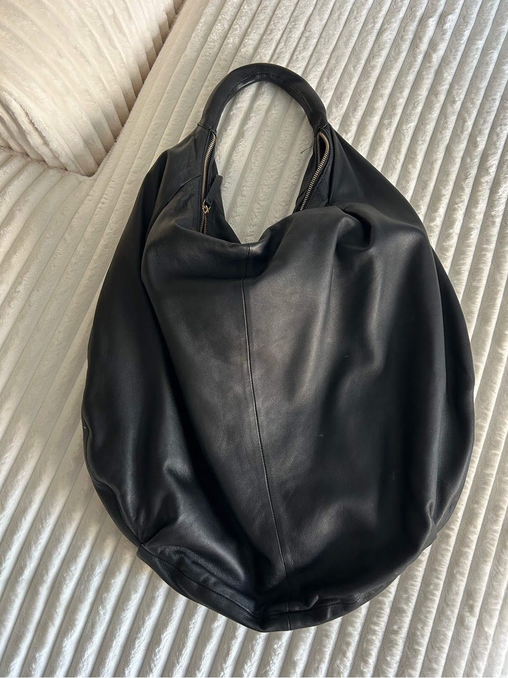 Anthropologie large black leather slouchy hobo bag
